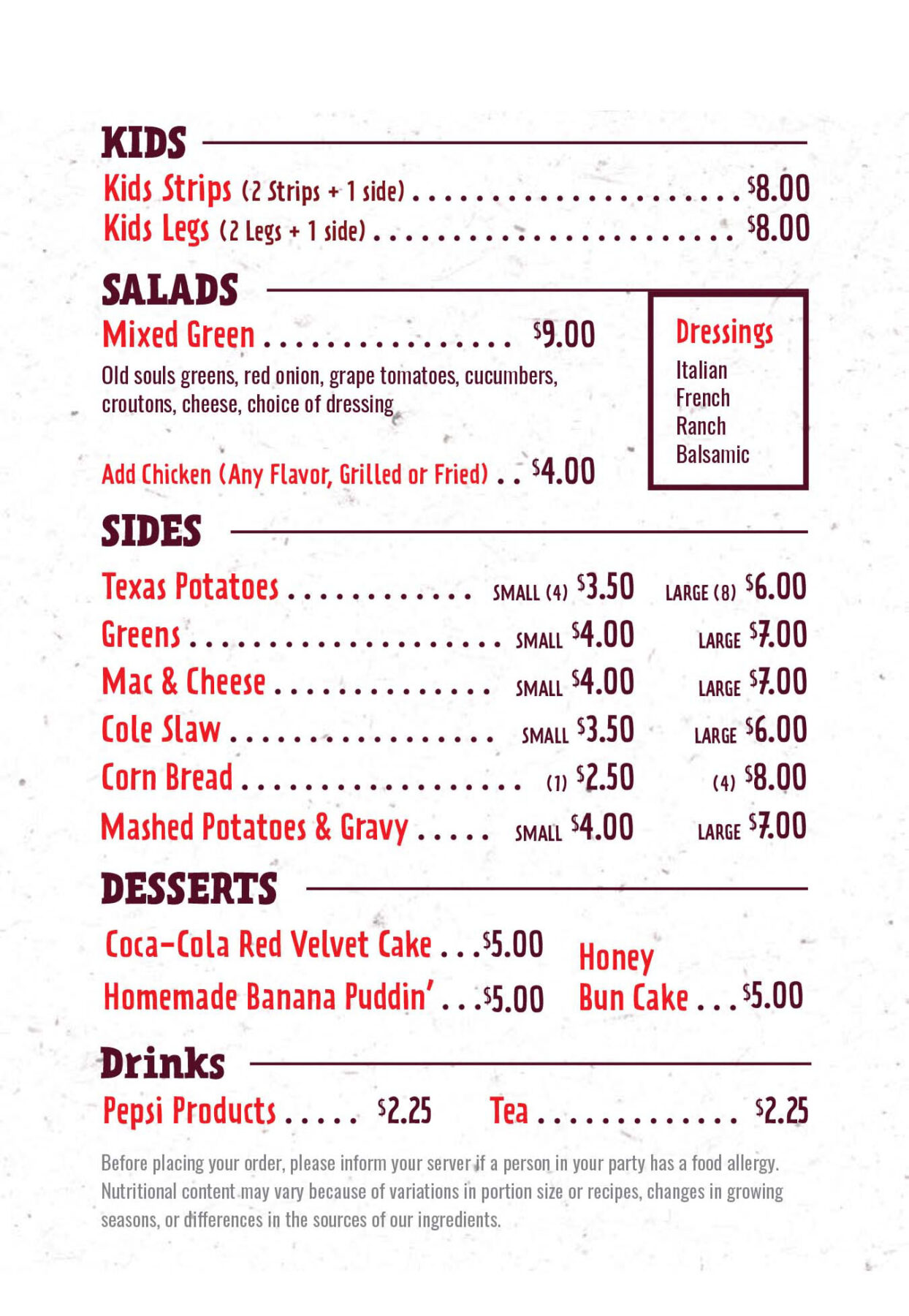 menu